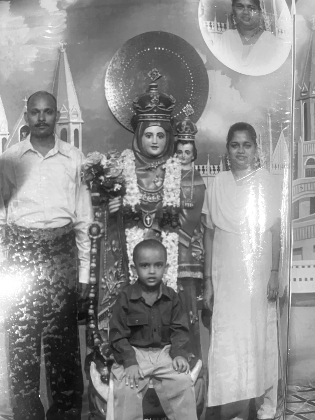 A family portrait taken during a church pilgrimage